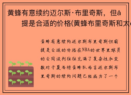 黄蜂有意续约迈尔斯·布里奇斯，但前提是合适的价格(黄蜂布里奇斯和太阳布里奇斯)